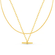 ORE31606 CRYSTAL DETAIL T-BAR 2 ROW NECKLACE GOLD