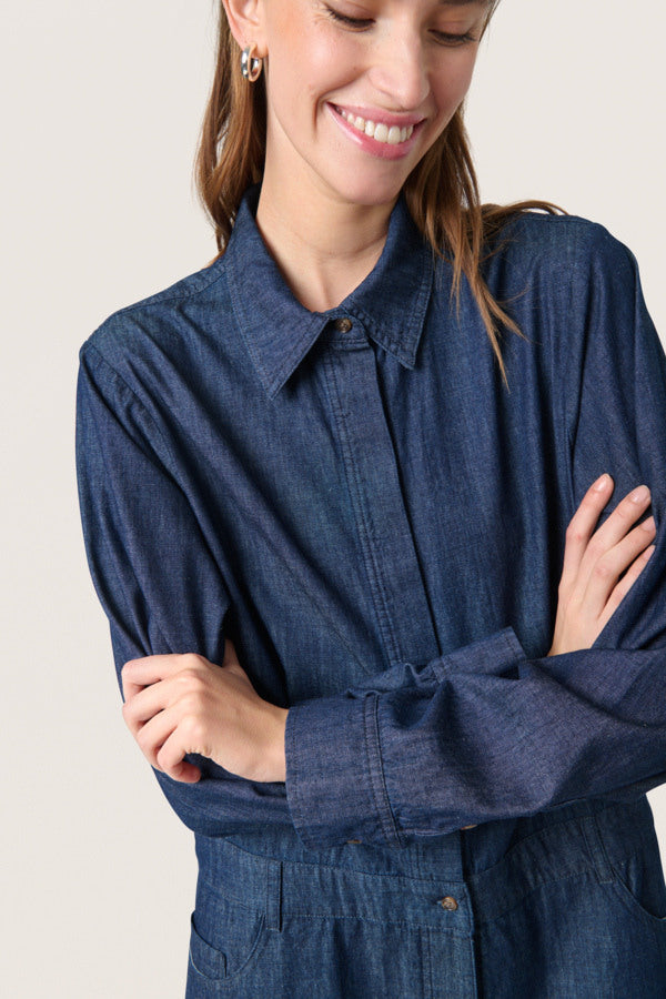 CHAMY SHIRT DRESS DARK BLUE DENIM