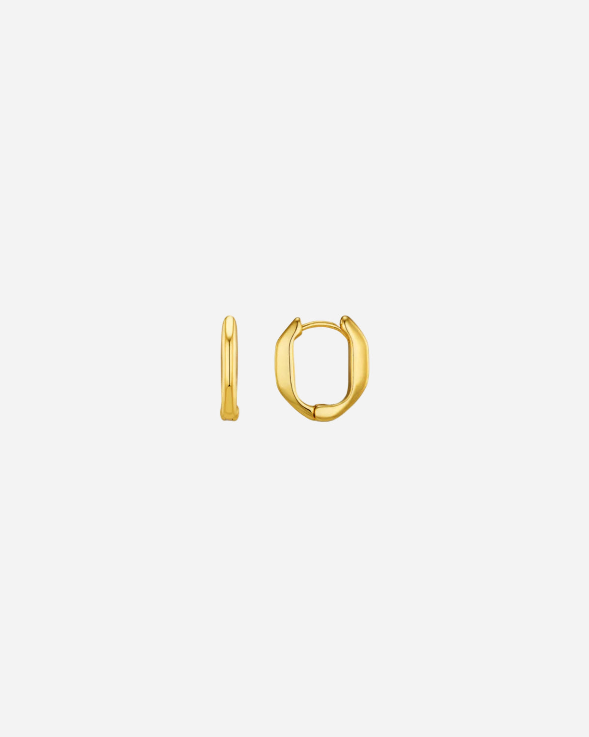 Gold hoop earrings on a white background
