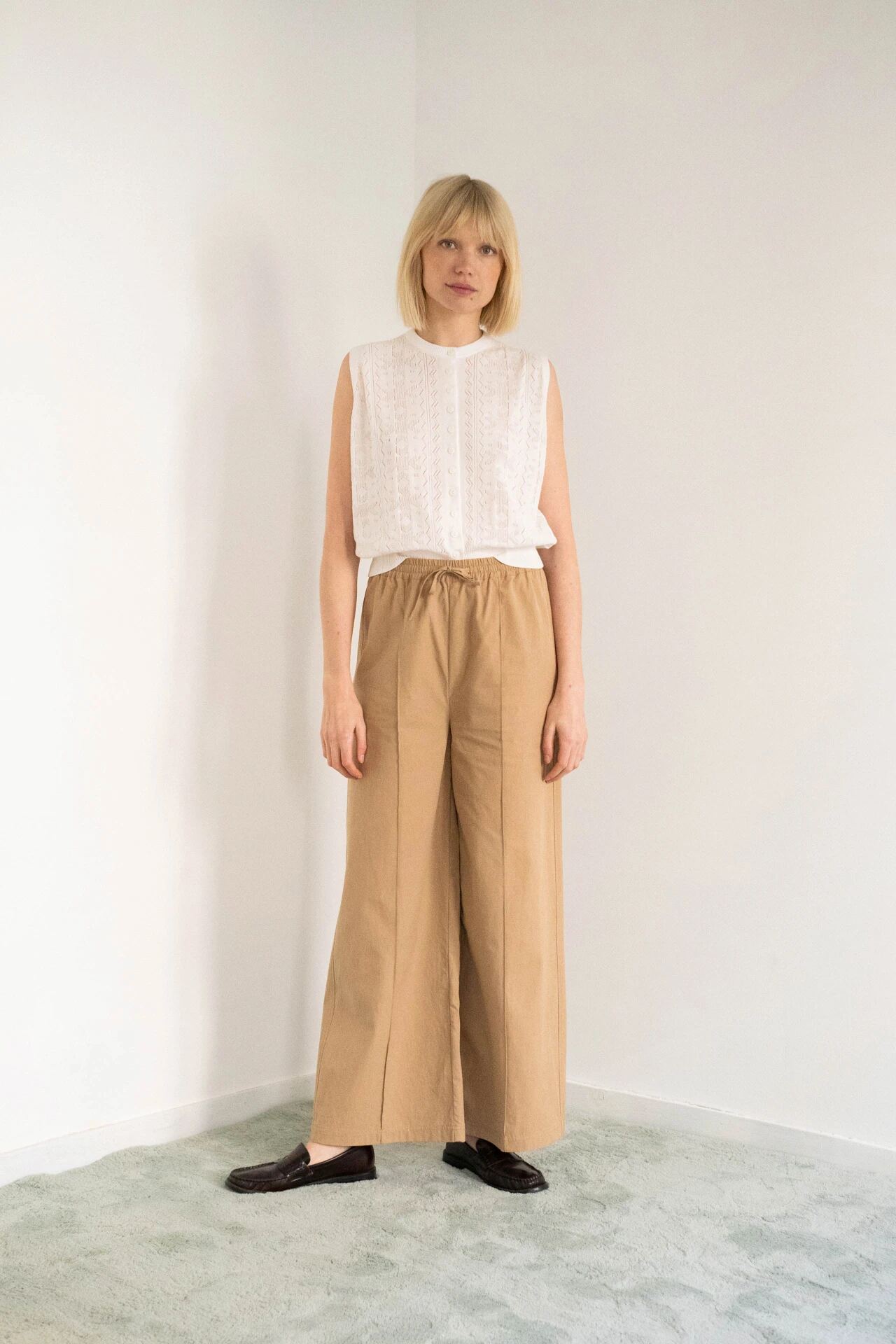 TWILL ELASTICATED TROUSER VANILLA