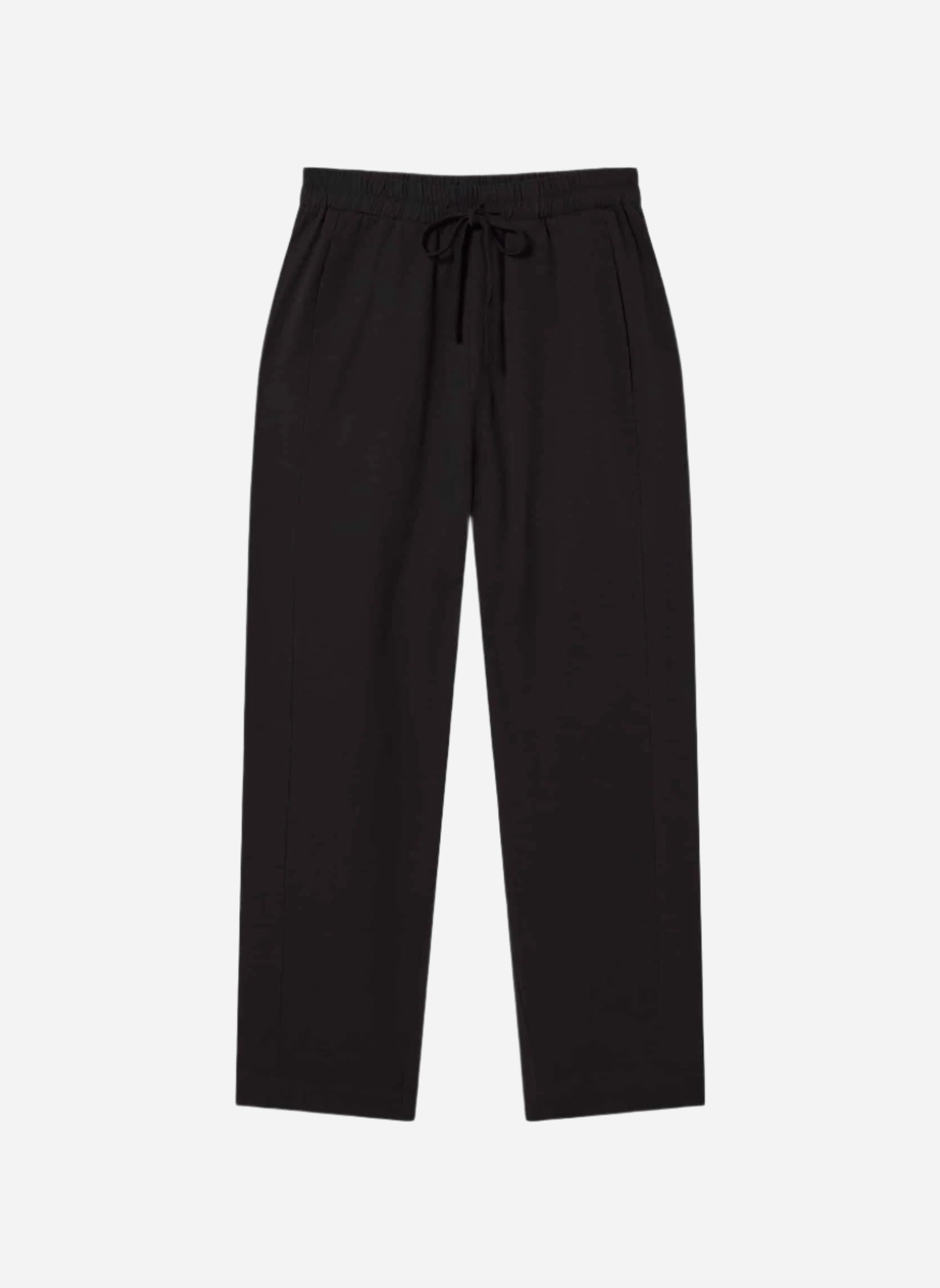 BLACK BARREL LEG TROUSERS WITH DRAWSTRING WAIST