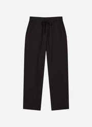 BLACK BARREL LEG TROUSERS WITH DRAWSTRING WAIST