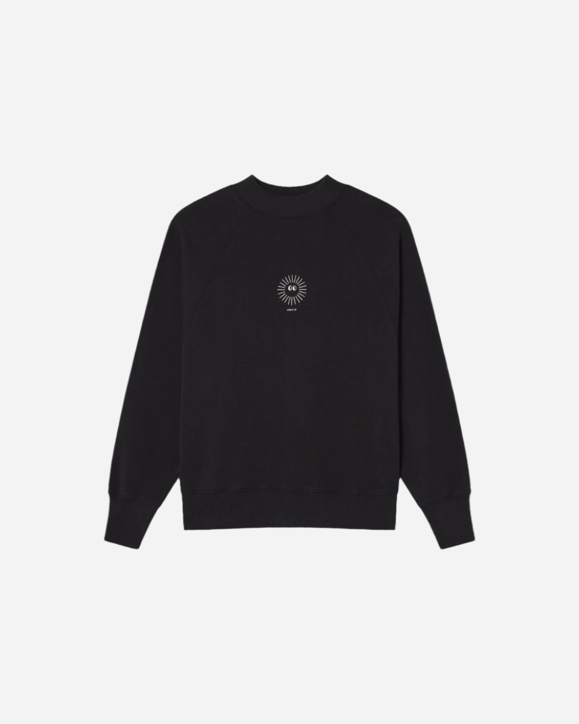 Black round neck sweatshirt with SUN motif 