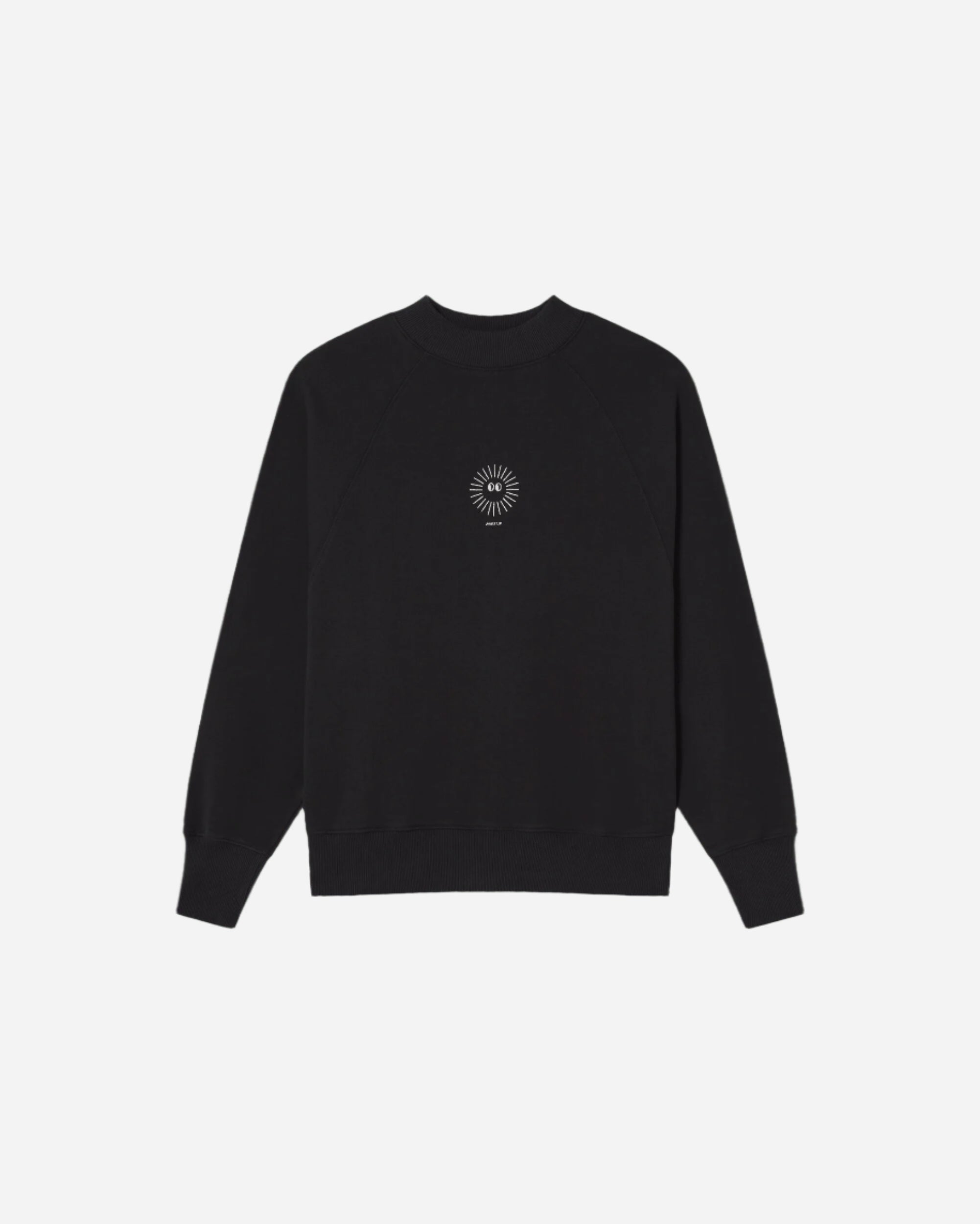 Black round neck sweatshirt with SUN motif 